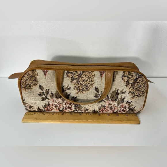 Vintage Knitting Needle Tapestry Style Bag Zip Top Handle - Picture 7 of 9